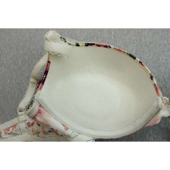 Ambrielle Bra 34C Push Up Padded Underwire Strap Floral Satin Lace - Picture 10 of 10